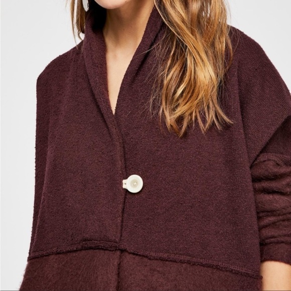 Free People Beach Bellevue Pullover Tunic Top Mixed Material Fleece Purple NWT - Picture 14 of 16